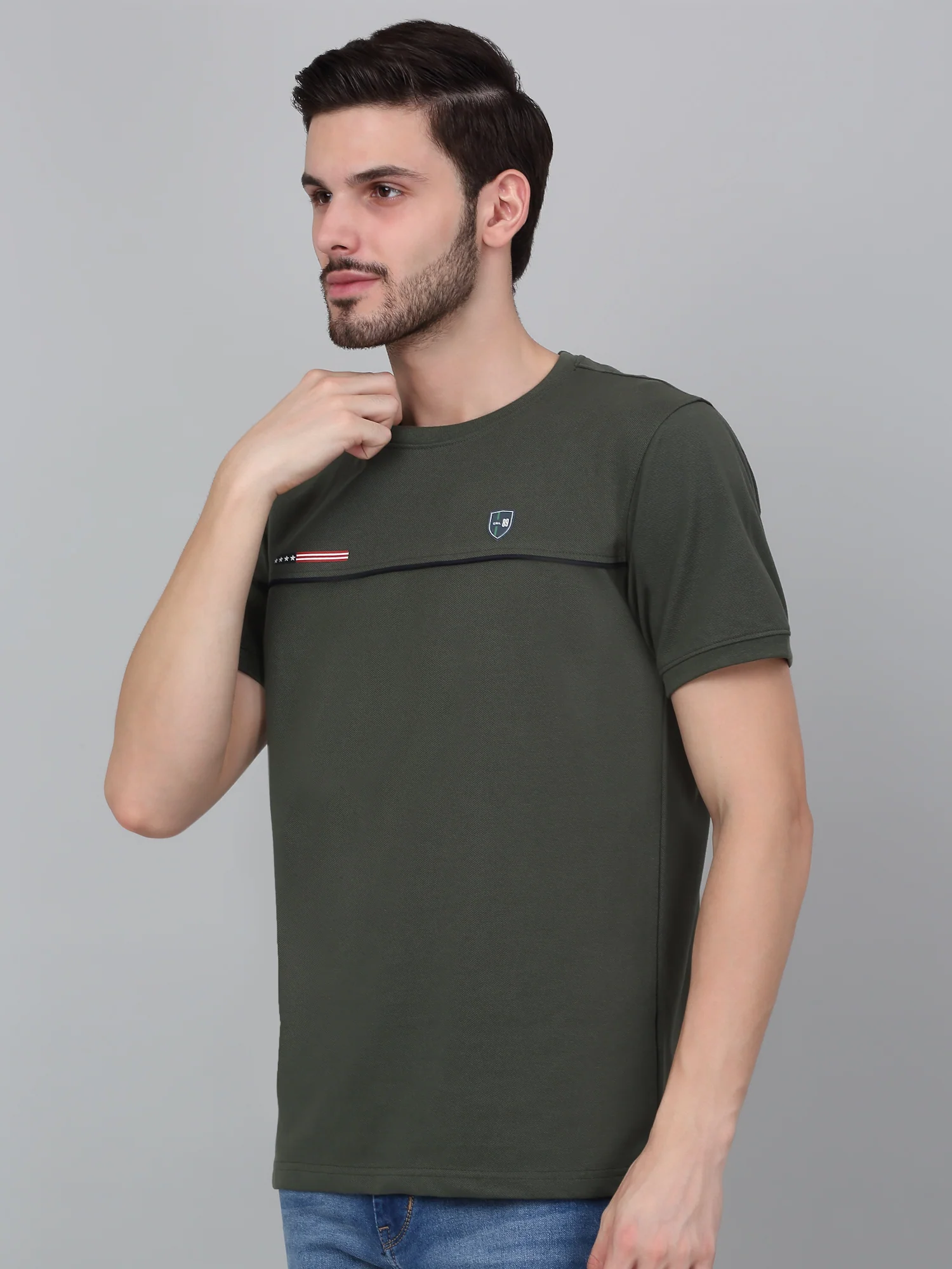 T-Shirt for Men | Breathable & Soft with Color Fastness Regular Fit Round Neck Poly Cotton Fabric Solid Pattern - Image 3
