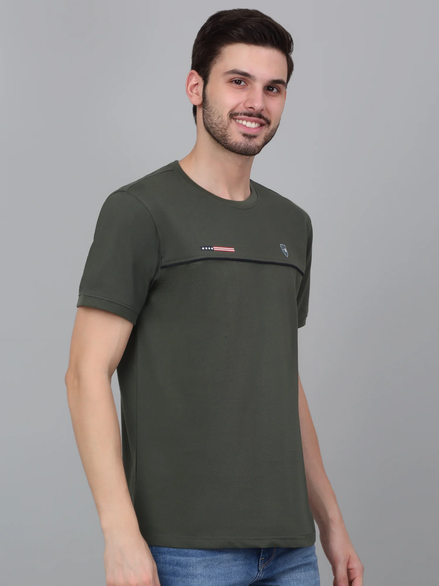 T-Shirt for Men | Breathable & Soft with Color Fastness Regular Fit Round Neck Poly Cotton Fabric Solid Pattern - Image 4