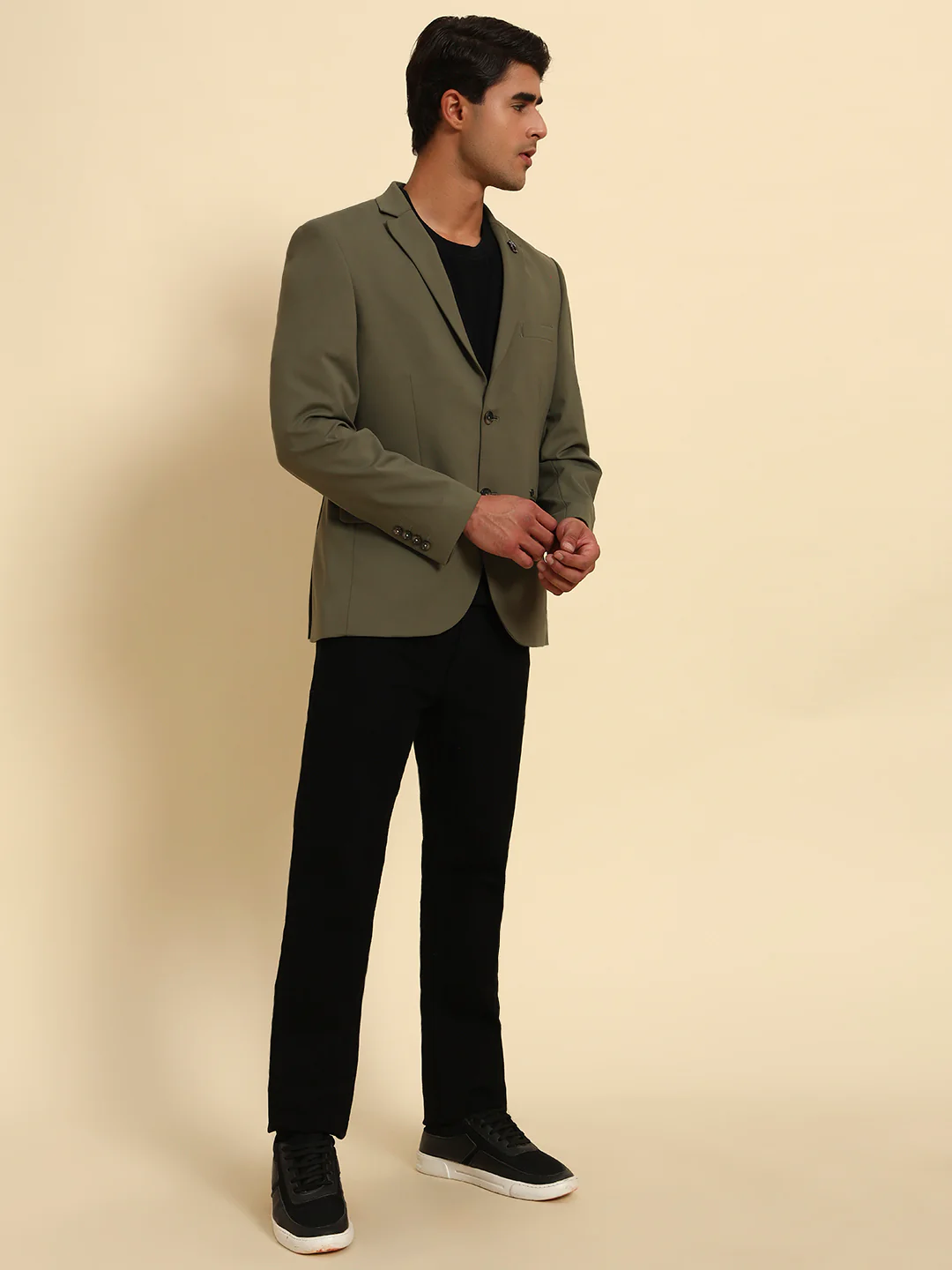 Blazer for Men | Premium Casual Blazer Slim Fit Notched Collar Polyester Fabric Solid Pattern - Image 3
