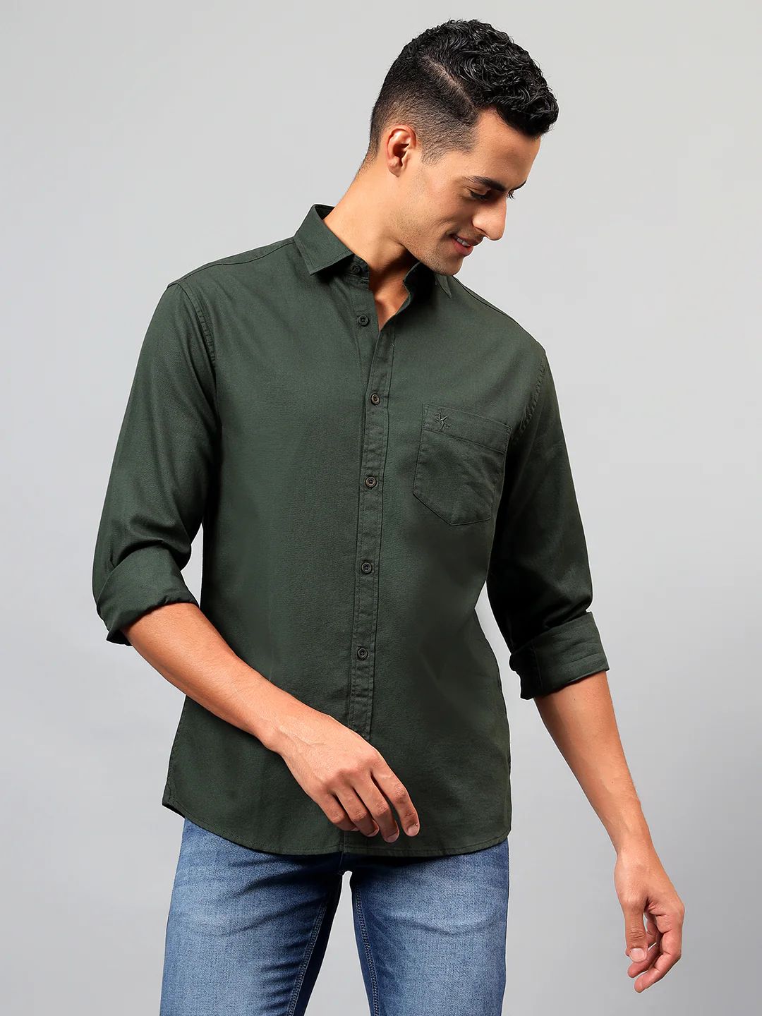 Casual Shirt for Men | Breathable & Soft with Color Fastness Regular Fit Spread Collar Neck Cotton Fabric Solid Pattern - Image 2