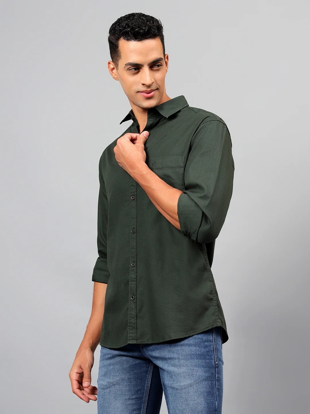 Casual Shirt for Men | Breathable & Soft with Color Fastness Regular Fit Spread Collar Neck Cotton Fabric Solid Pattern - Image 3