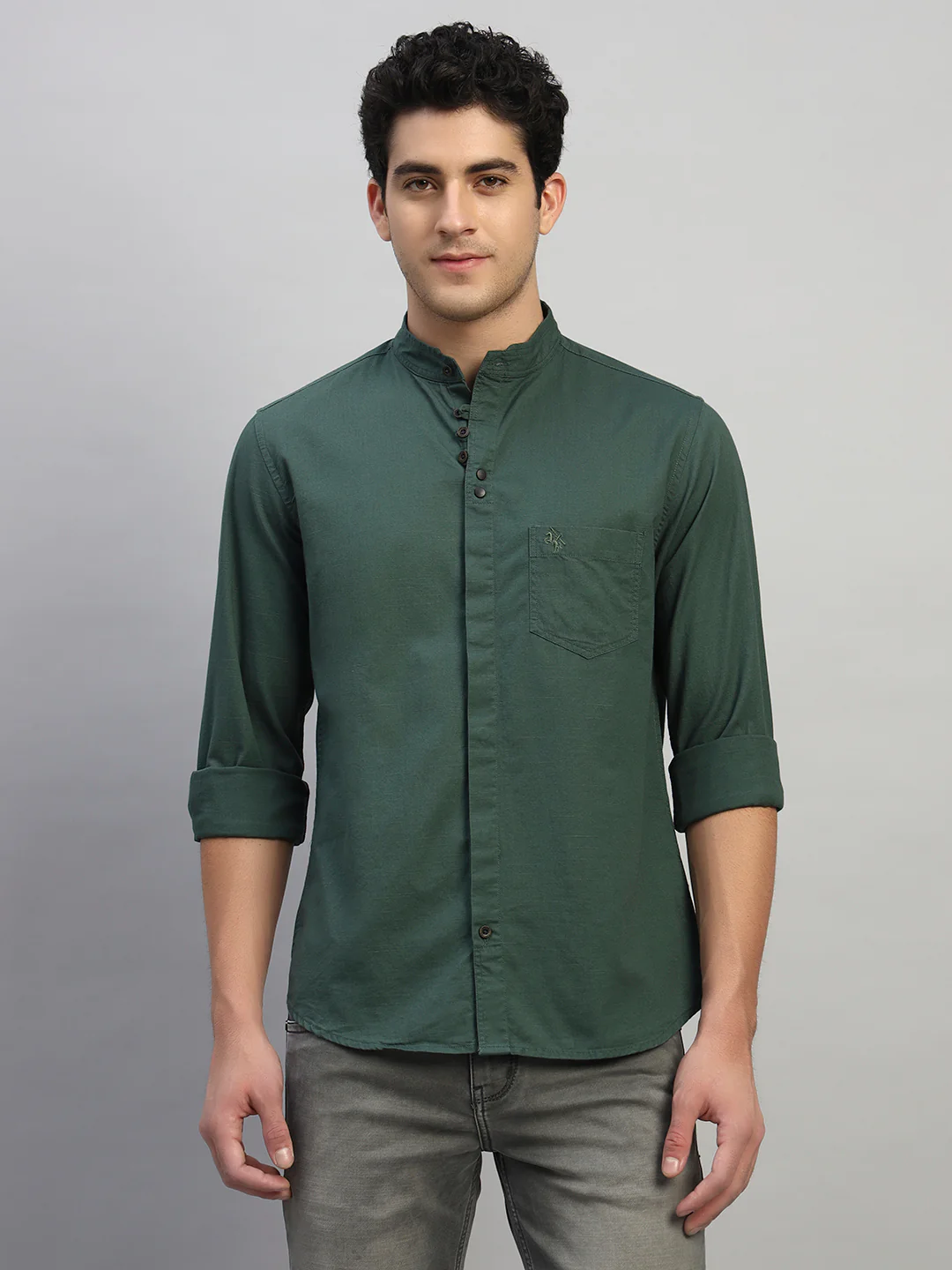 Casual Shirt for Men | Breathable & Soft with Color Fastness Regular Fit Spread Collar Neck Cotton Fabric Solid Pattern - Image 3