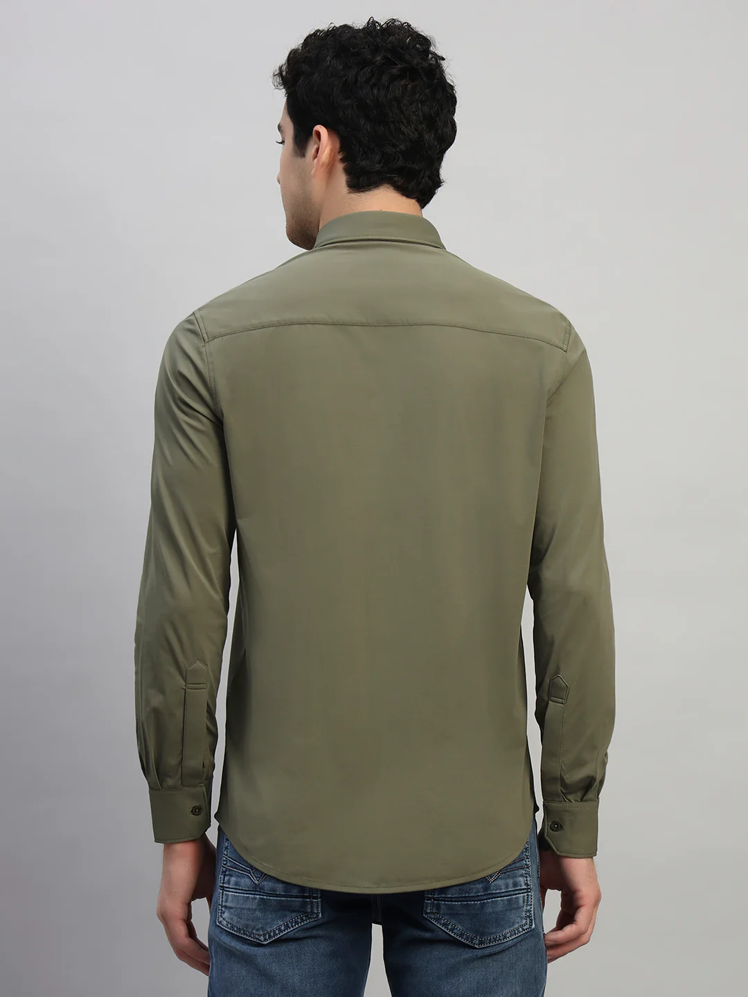 Casual Shirt for Men | Breathable & Soft with Color Fastness Regular Fit Spread Collar Neck Polyester Fabric Solid Pattern - Image 2