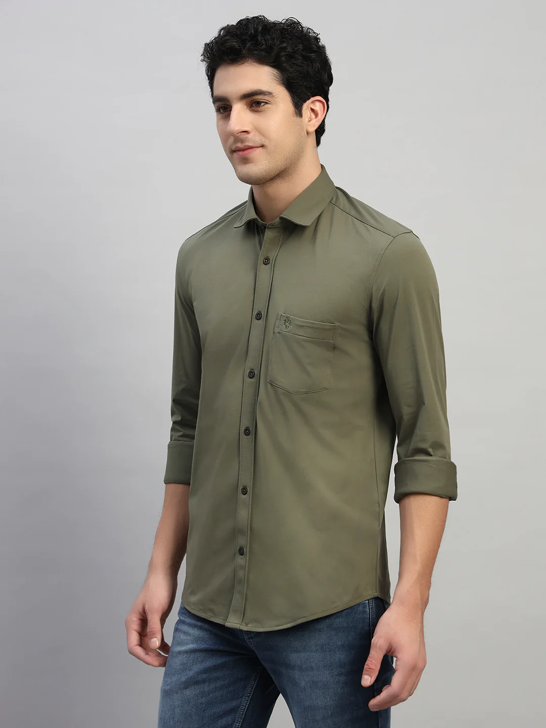 Casual Shirt for Men | Breathable & Soft with Color Fastness Regular Fit Spread Collar Neck Polyester Fabric Solid Pattern - Image 4