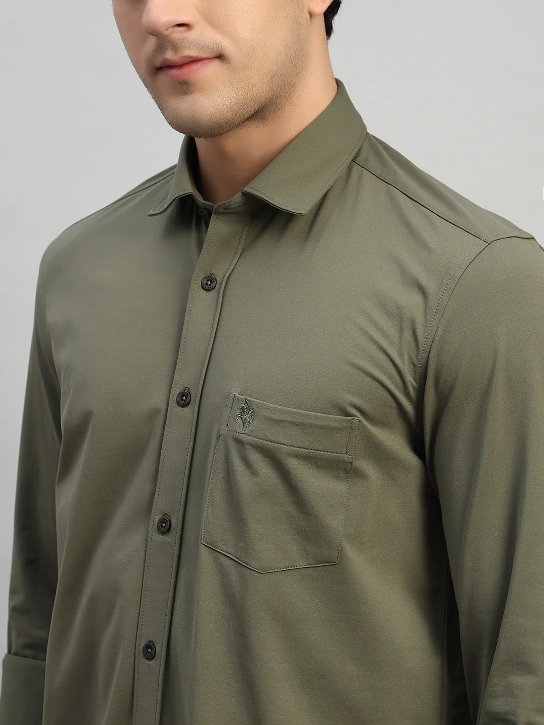 Casual Shirt for Men | Breathable & Soft with Color Fastness Regular Fit Spread Collar Neck Polyester Fabric Solid Pattern - Image 7