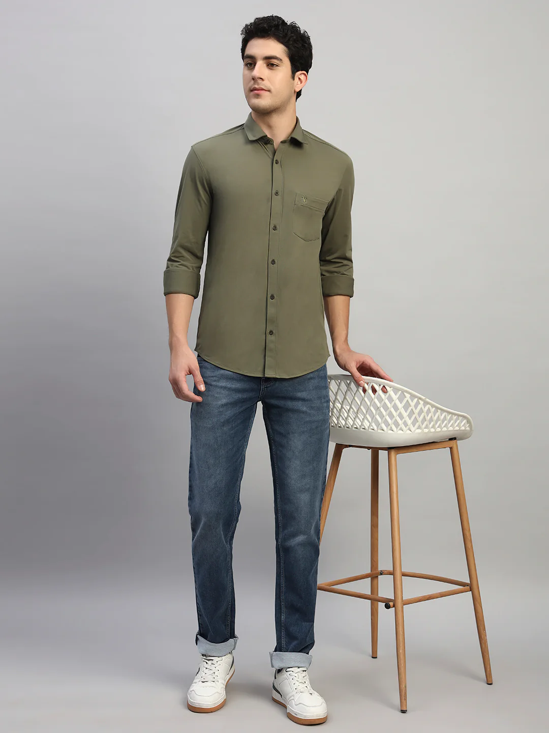 Casual Shirt for Men | Breathable & Soft with Color Fastness Regular Fit Spread Collar Neck Polyester Fabric Solid Pattern - Image 8