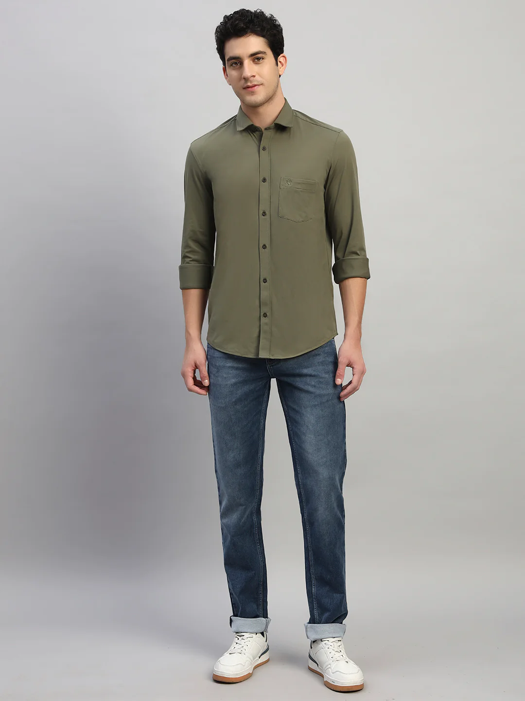 Casual Shirt for Men | Breathable & Soft with Color Fastness Regular Fit Spread Collar Neck Polyester Fabric Solid Pattern - Image 9