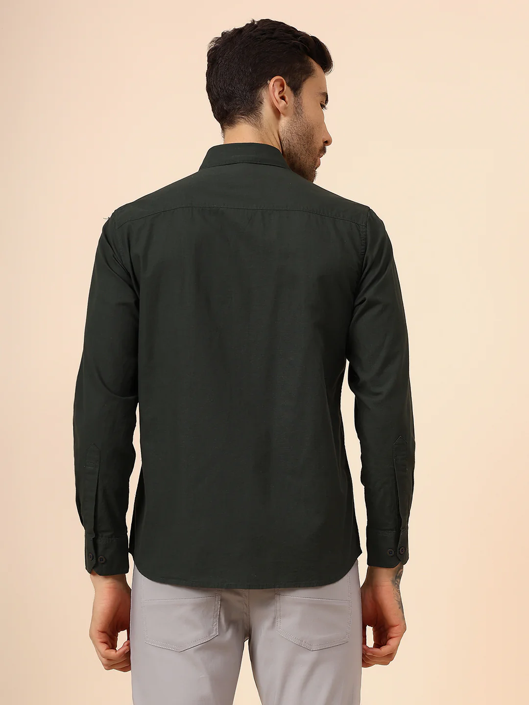 Casual Shirt for Men | Breathable & Soft with Color Fastness Regular Fit Spread Collar Neck Cotton Fabric Solid Pattern - Image 5