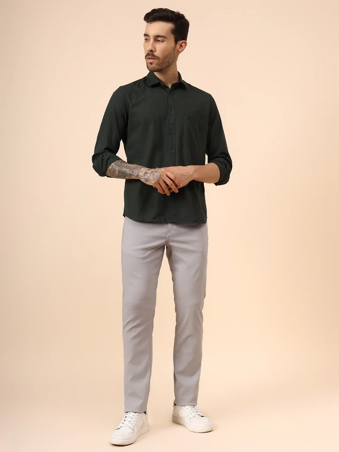 Casual Shirt for Men | Breathable & Soft with Color Fastness Regular Fit Spread Collar Neck Cotton Fabric Solid Pattern - Image 7