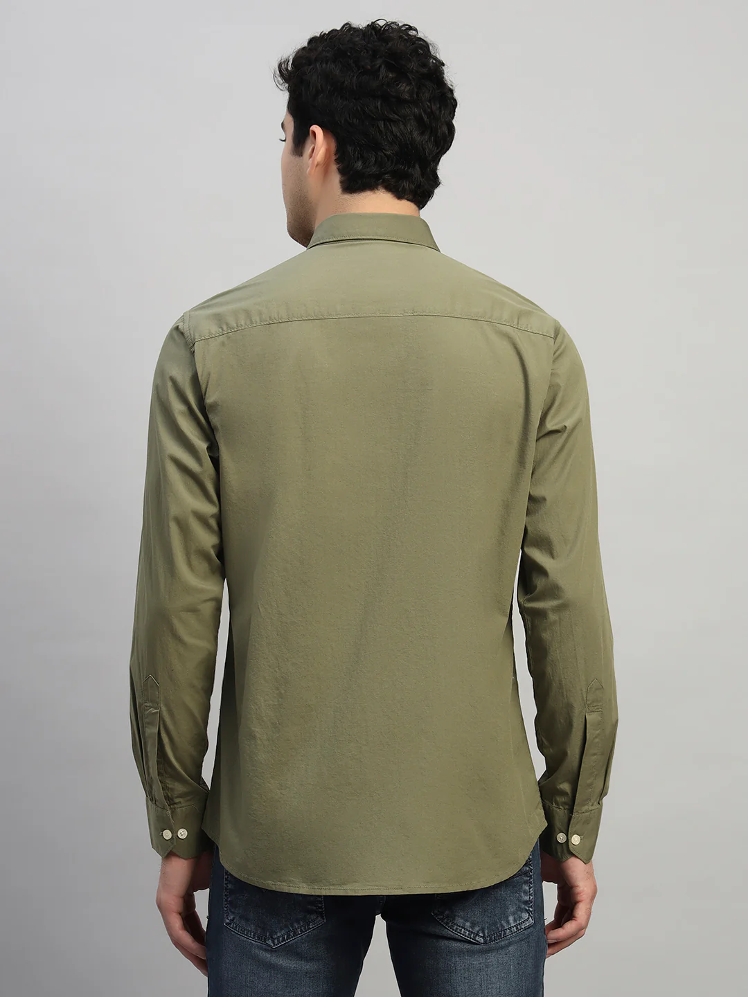 Casual Shirt for Men | Breathable & Soft with Color Fastness Regular Fit Spread Collar Neck Cotton Blend Fabric Solid Pattern - Image 2