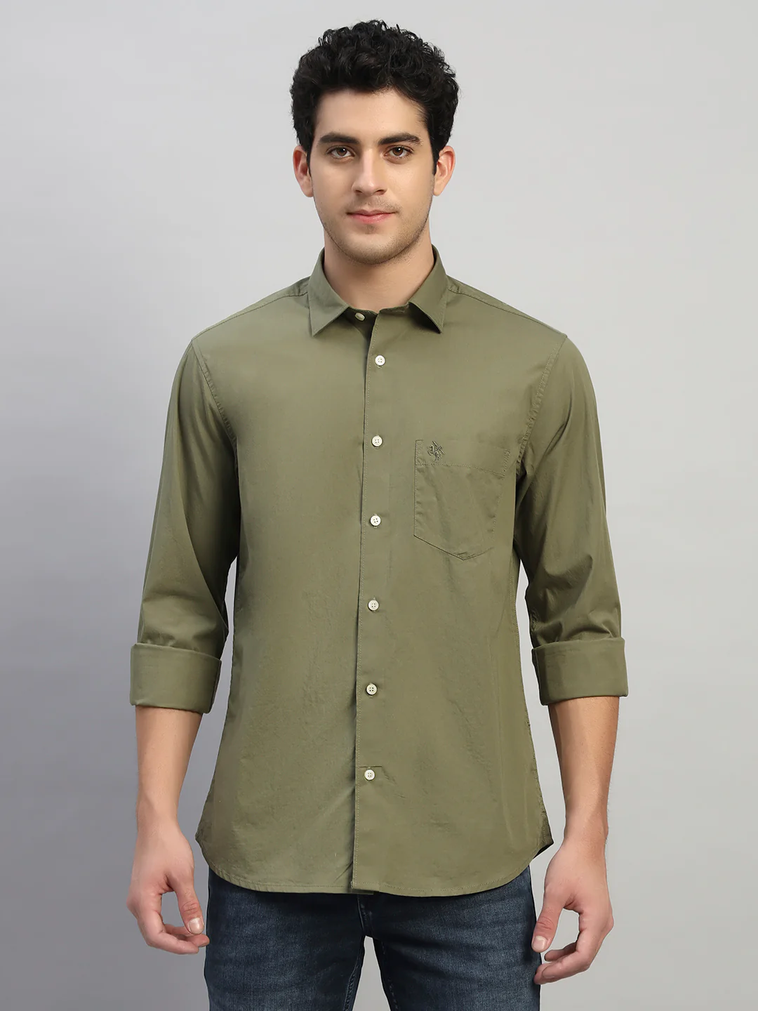 Casual Shirt for Men | Breathable & Soft with Color Fastness Regular Fit Spread Collar Neck Cotton Blend Fabric Solid Pattern - Image 3