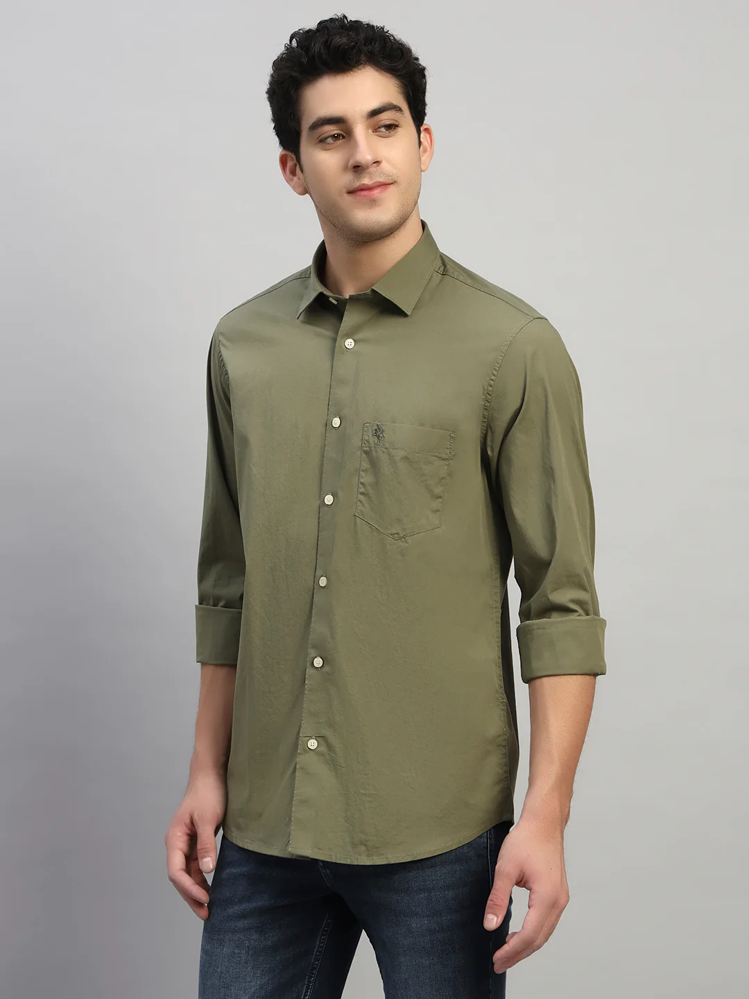 Casual Shirt for Men | Breathable & Soft with Color Fastness Regular Fit Spread Collar Neck Cotton Blend Fabric Solid Pattern - Image 4