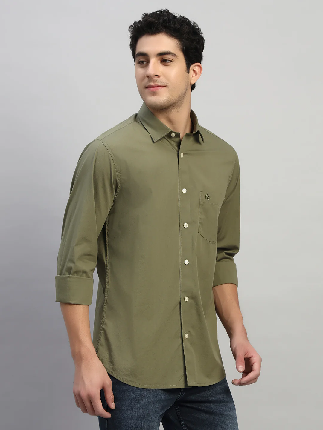Casual Shirt for Men | Breathable & Soft with Color Fastness Regular Fit Spread Collar Neck Cotton Blend Fabric Solid Pattern - Image 5