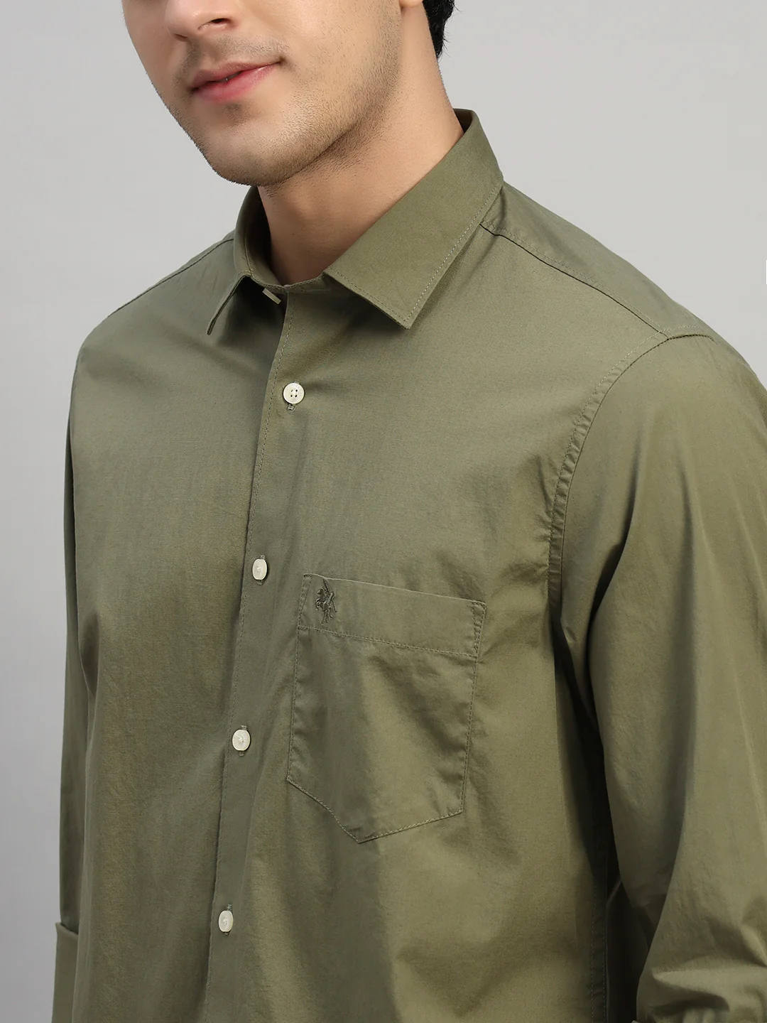 Casual Shirt for Men | Breathable & Soft with Color Fastness Regular Fit Spread Collar Neck Cotton Blend Fabric Solid Pattern - Image 7