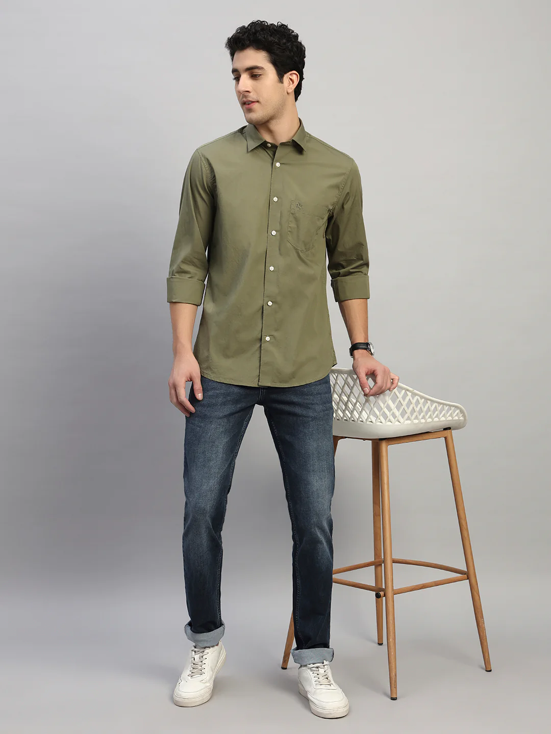 Casual Shirt for Men | Breathable & Soft with Color Fastness Regular Fit Spread Collar Neck Cotton Blend Fabric Solid Pattern - Image 8