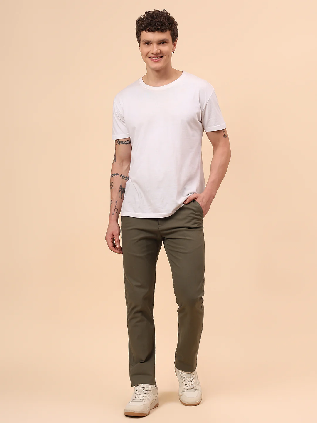 Casual Trouser for Men | Breathable & Soft with Color Fastness Regular Fit Cotton Blend Fabric Solid Pattern Button Closure - Image 2
