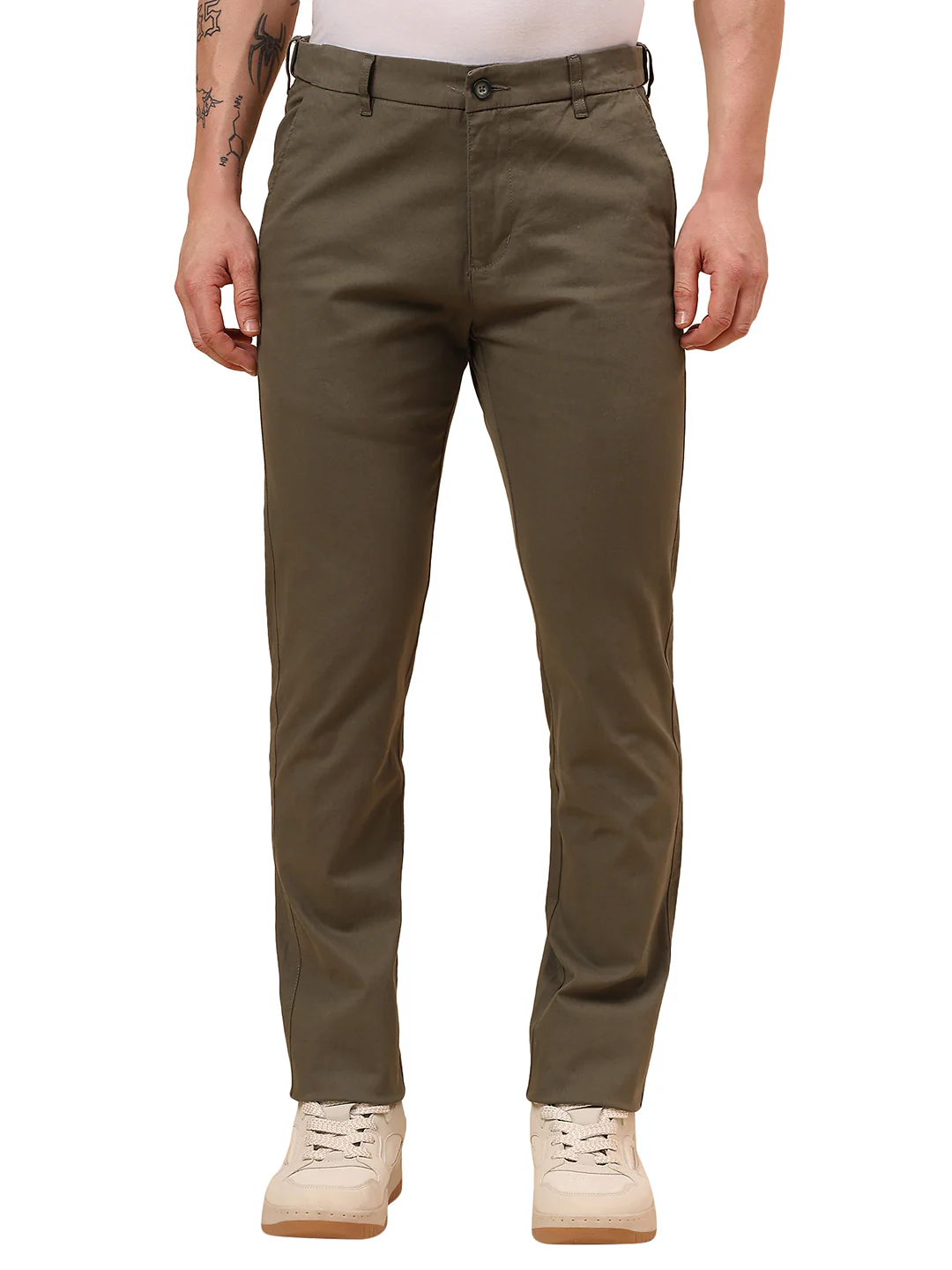Casual Trouser for Men | Breathable & Soft with Color Fastness Regular Fit Cotton Blend Fabric Solid Pattern Button Closure - Image 9