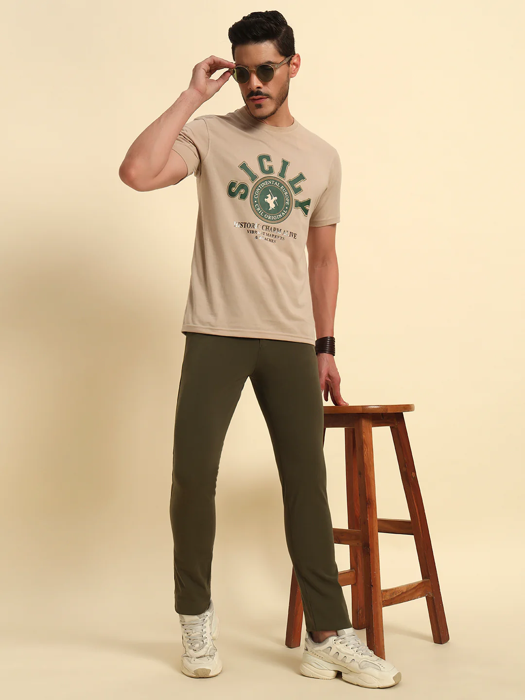 Casual Trouser for Men | Breathable & Soft with Color Fastness Regular Fit Cotton Blend Fabric Solid Pattern Button Closure - Image 2