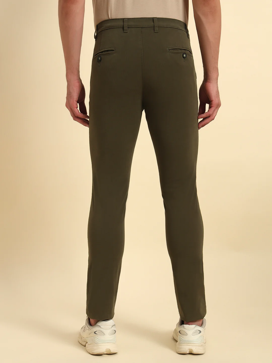 Casual Trouser for Men | Breathable & Soft with Color Fastness Regular Fit Cotton Blend Fabric Solid Pattern Button Closure - Image 3