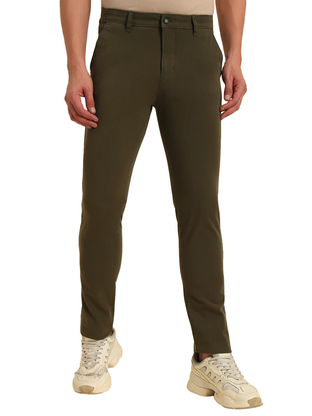 Casual Trouser for Men | Breathable & Soft with Color Fastness Regular Fit Cotton Blend Fabric Solid Pattern Button Closure - Image 4