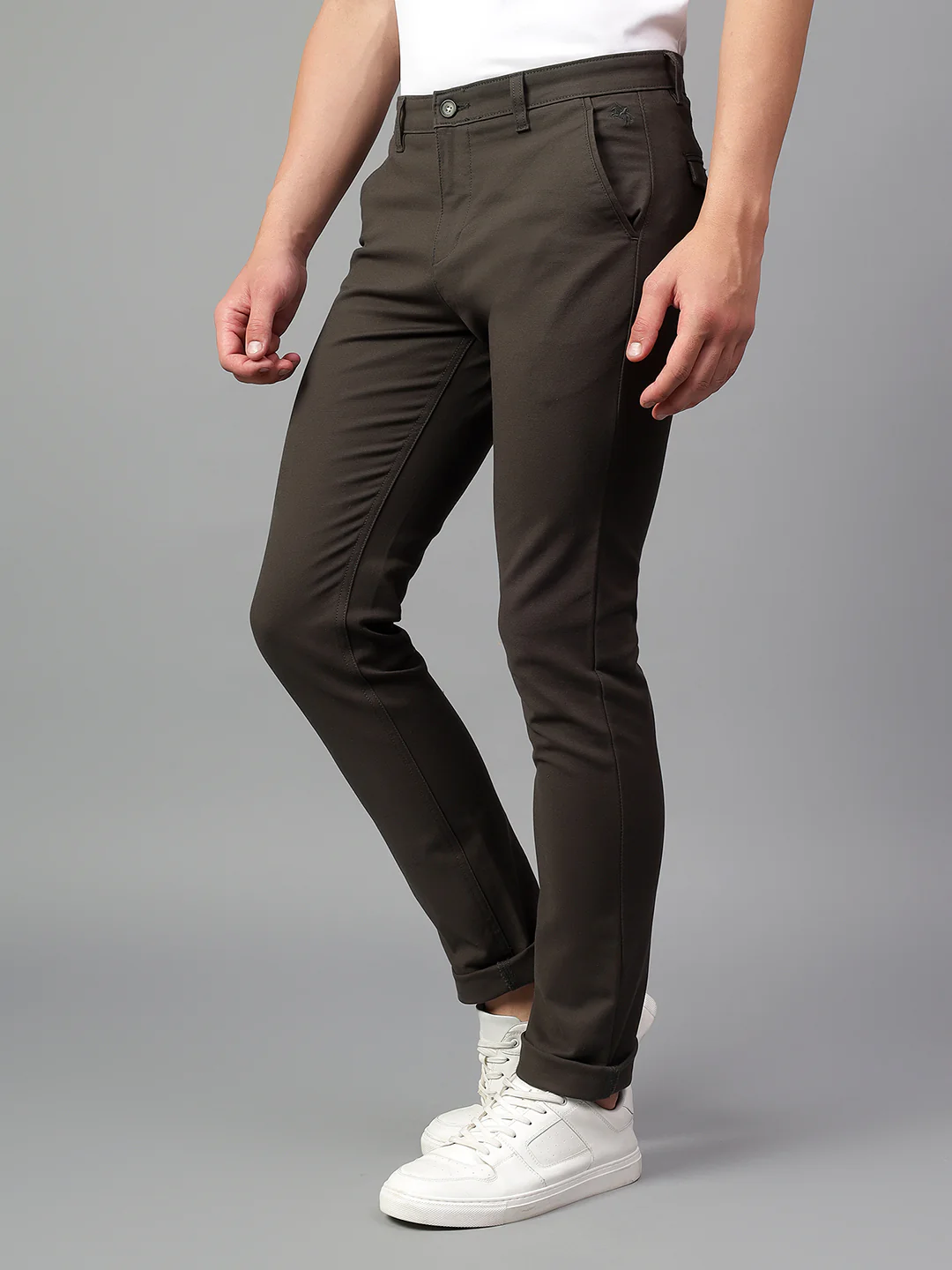 Casual Trouser for Men | Breathable & Soft with Color Fastness Regular Fit Cotton Blend Fabric Solid Pattern Button Closure - Image 4