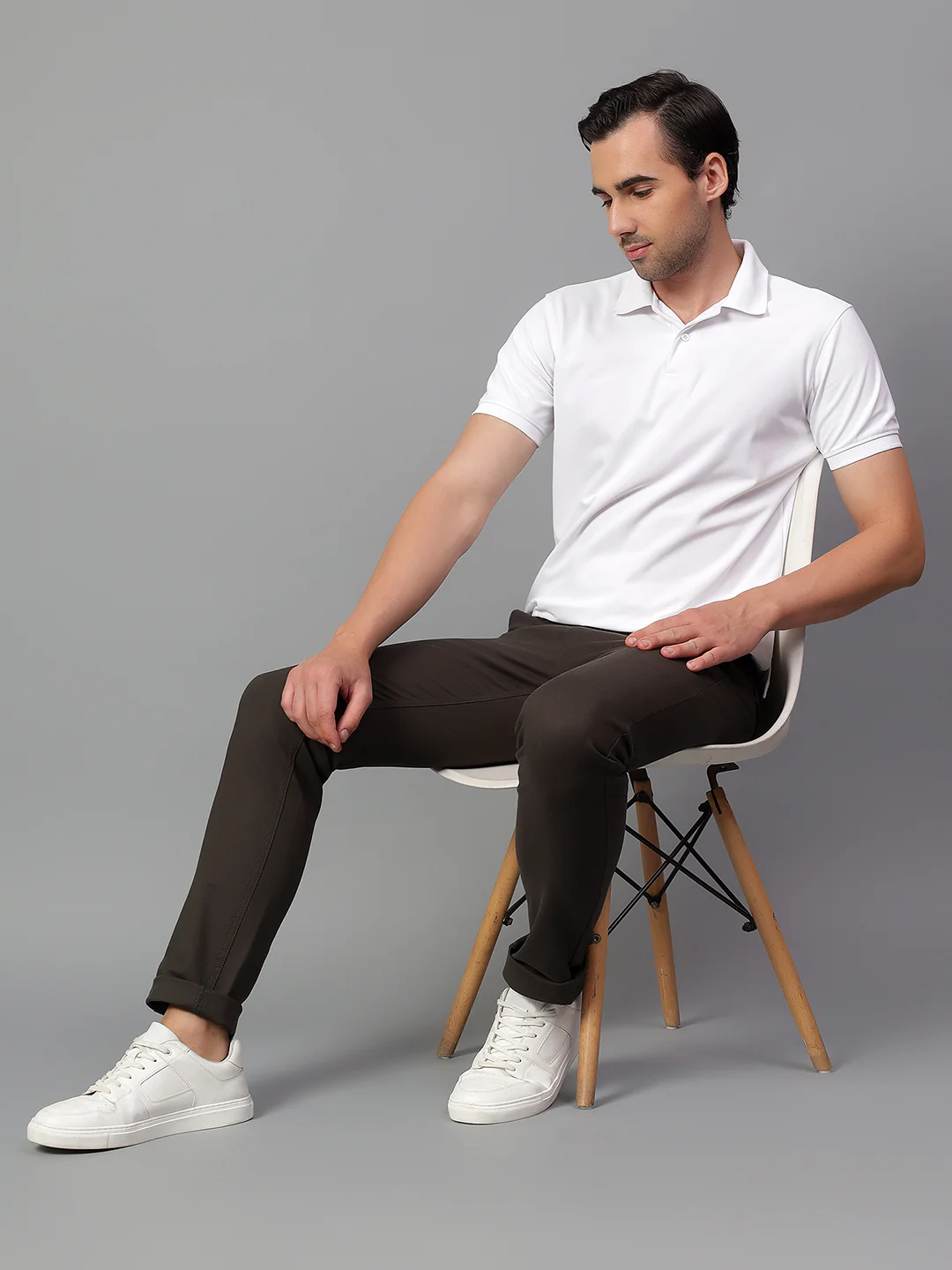 Casual Trouser for Men | Breathable & Soft with Color Fastness Regular Fit Cotton Blend Fabric Solid Pattern Button Closure - Image 6