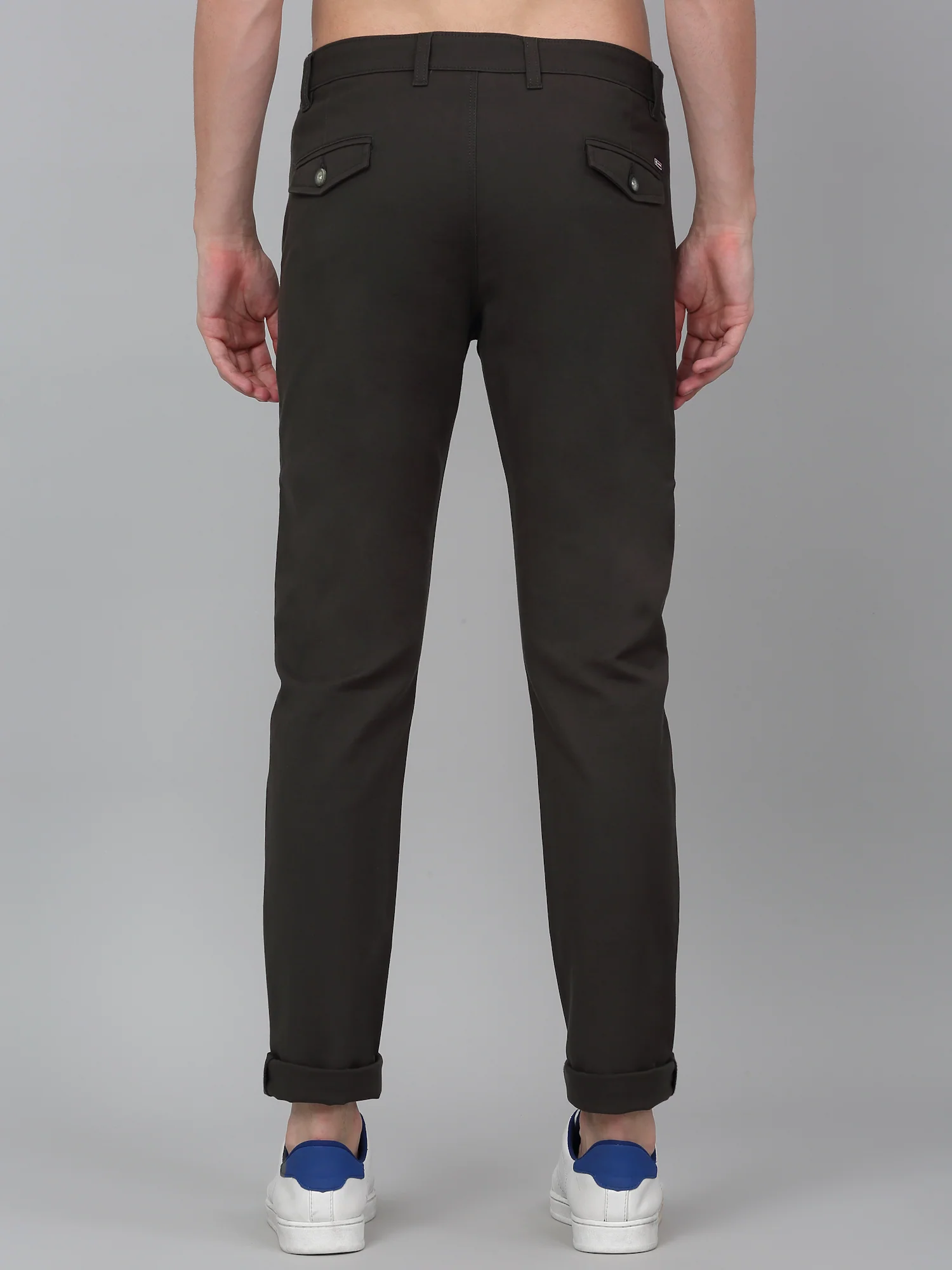 Casual Trouser for Men | Breathable & Soft with Color Fastness Regular Fit Cotton Blend Fabric Solid Pattern Button Closure - Image 2