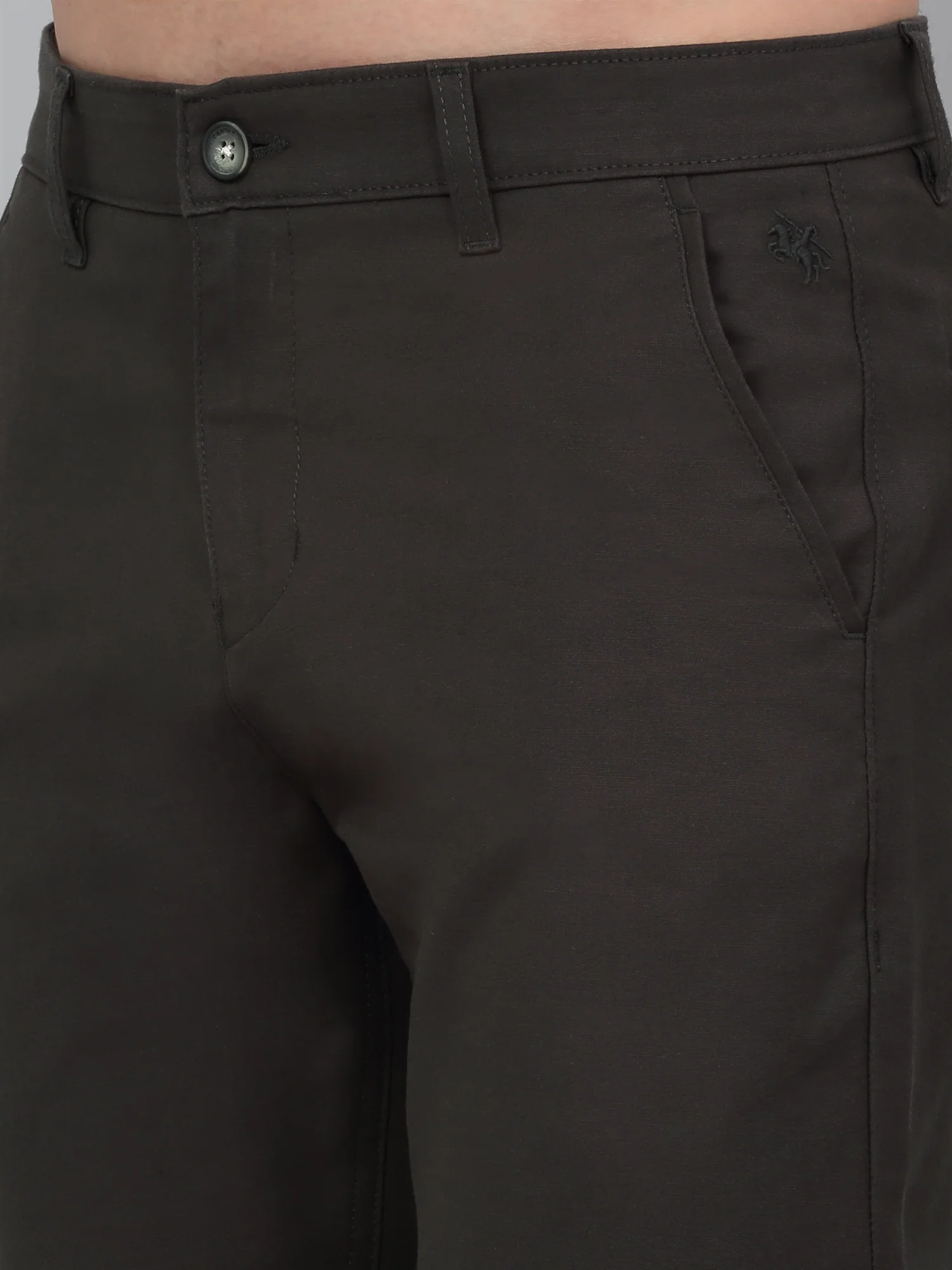 Casual Trouser for Men | Breathable & Soft with Color Fastness Regular Fit Cotton Blend Fabric Solid Pattern Button Closure - Image 5