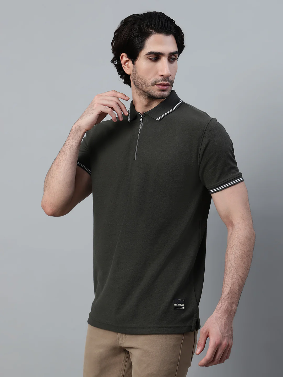 T-Shirt for Men | Breathable & Soft with Color Fastness Regular Fit Polo Neck Poly Cotton Fabric Solid Pattern - Image 3