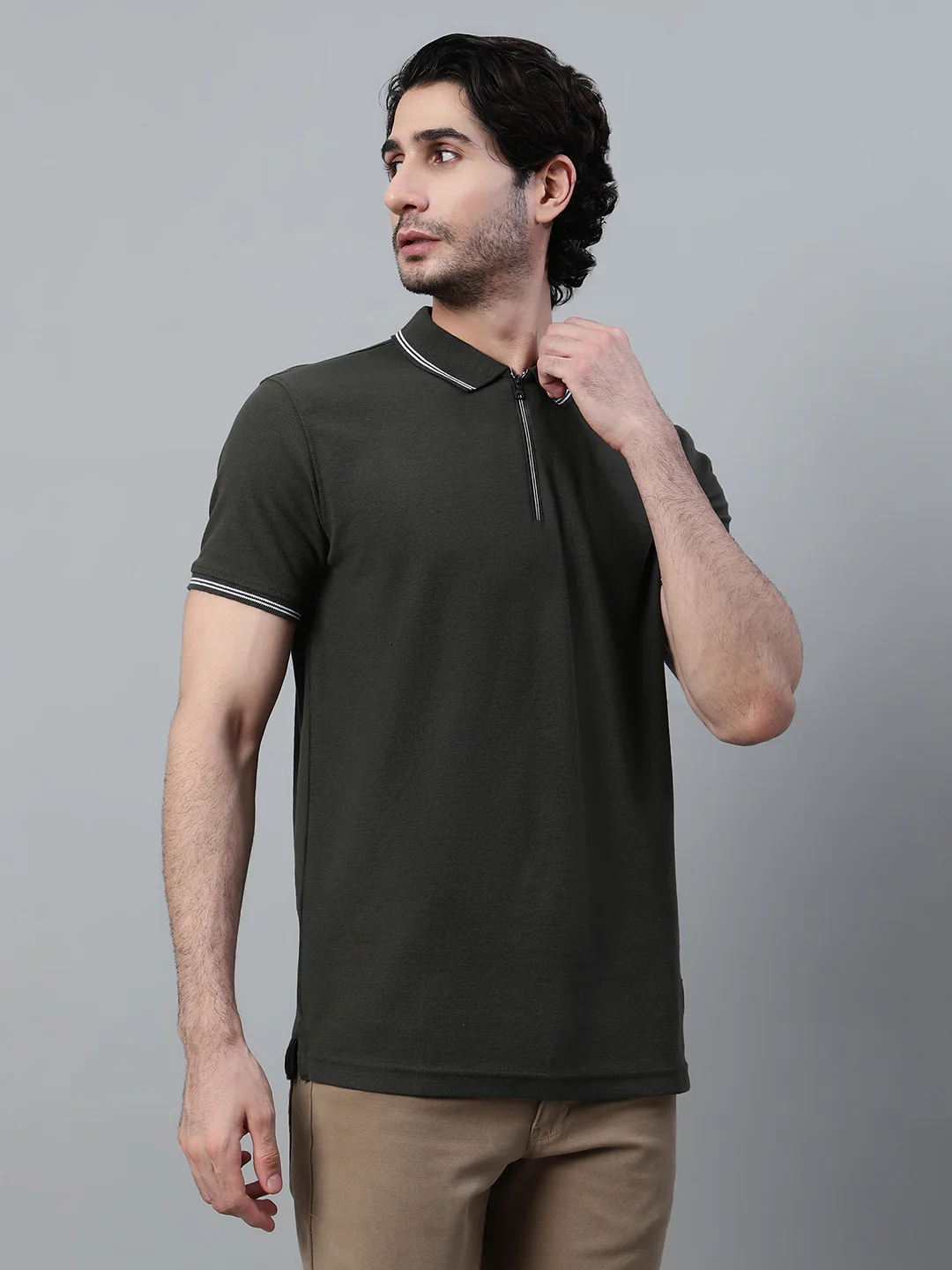 T-Shirt for Men | Breathable & Soft with Color Fastness Regular Fit Polo Neck Poly Cotton Fabric Solid Pattern - Image 4