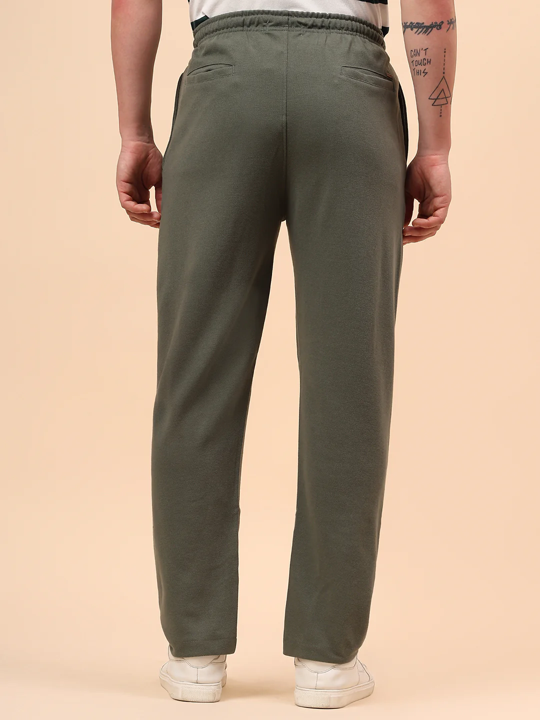 Men's Olive Green Solid Regular Fit Casual Track Pant - Image 7