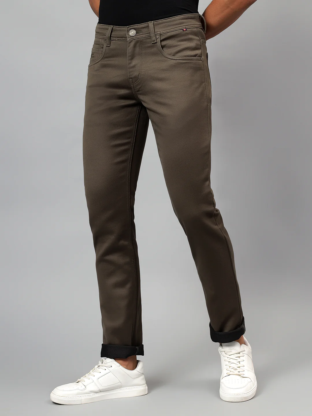 Denim Jeans for Men l Breathable & Soft with Color Fastness Ultra Narrow Fit Cotton Fabric Solid Pattern Button Closure - Image 3