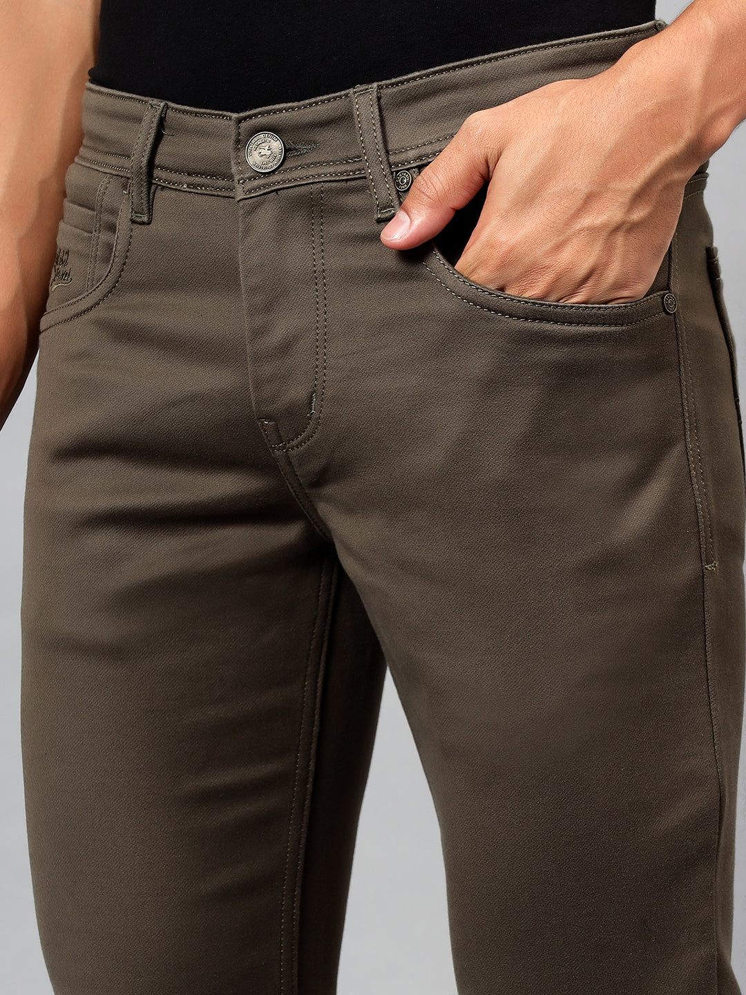Denim Jeans for Men l Breathable & Soft with Color Fastness Ultra Narrow Fit Cotton Fabric Solid Pattern Button Closure - Image 6