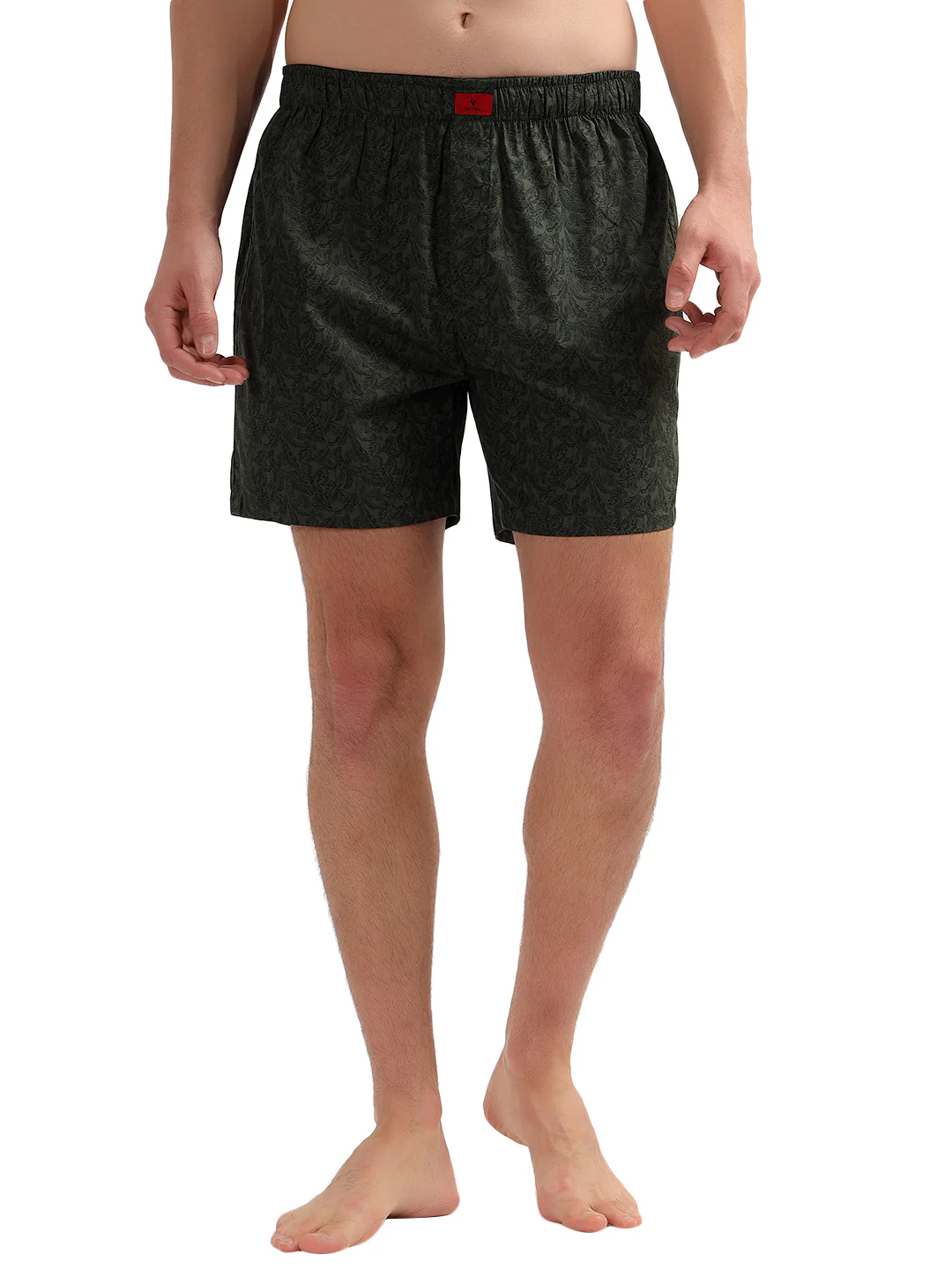 Men's Olive Regular Fit Printed Boxer - Image 2