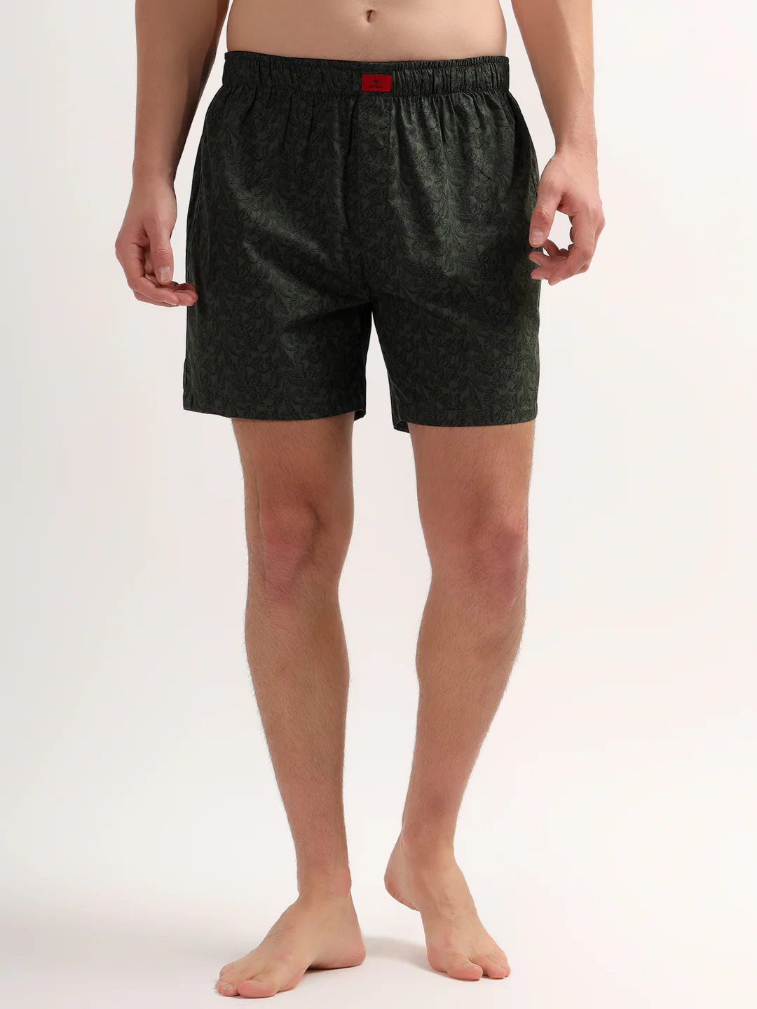 Men's Olive Regular Fit Printed Boxer - Image 3