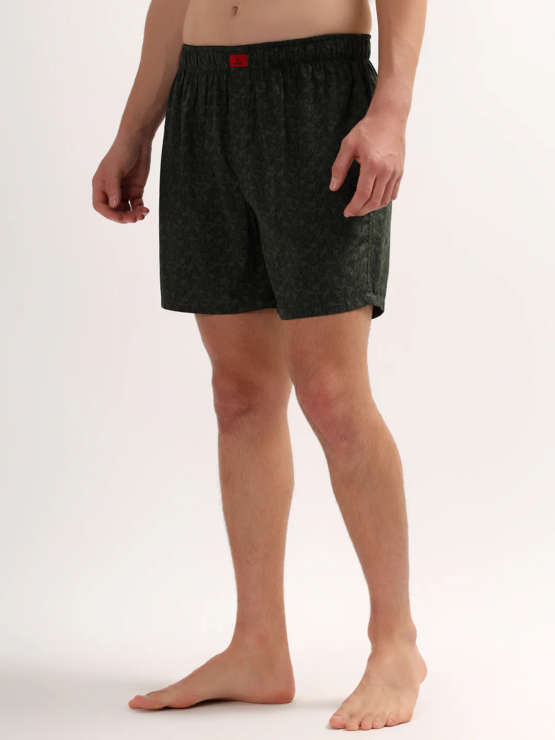 Men's Olive Regular Fit Printed Boxer - Image 4