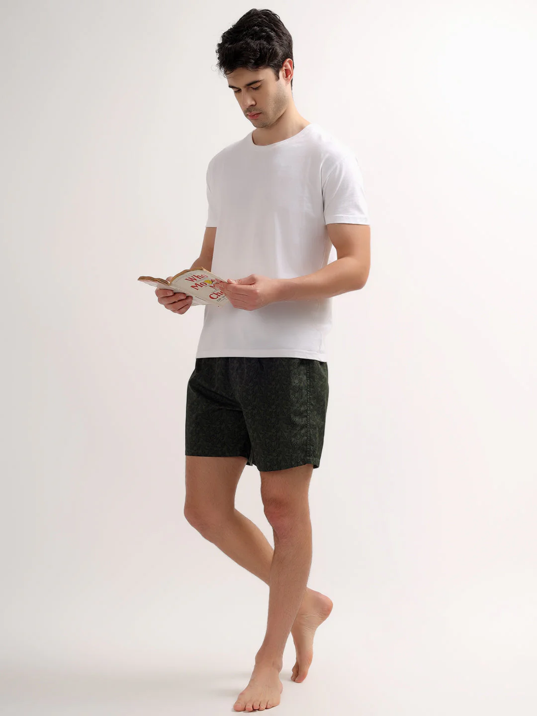 Men's Olive Regular Fit Printed Boxer - Image 5