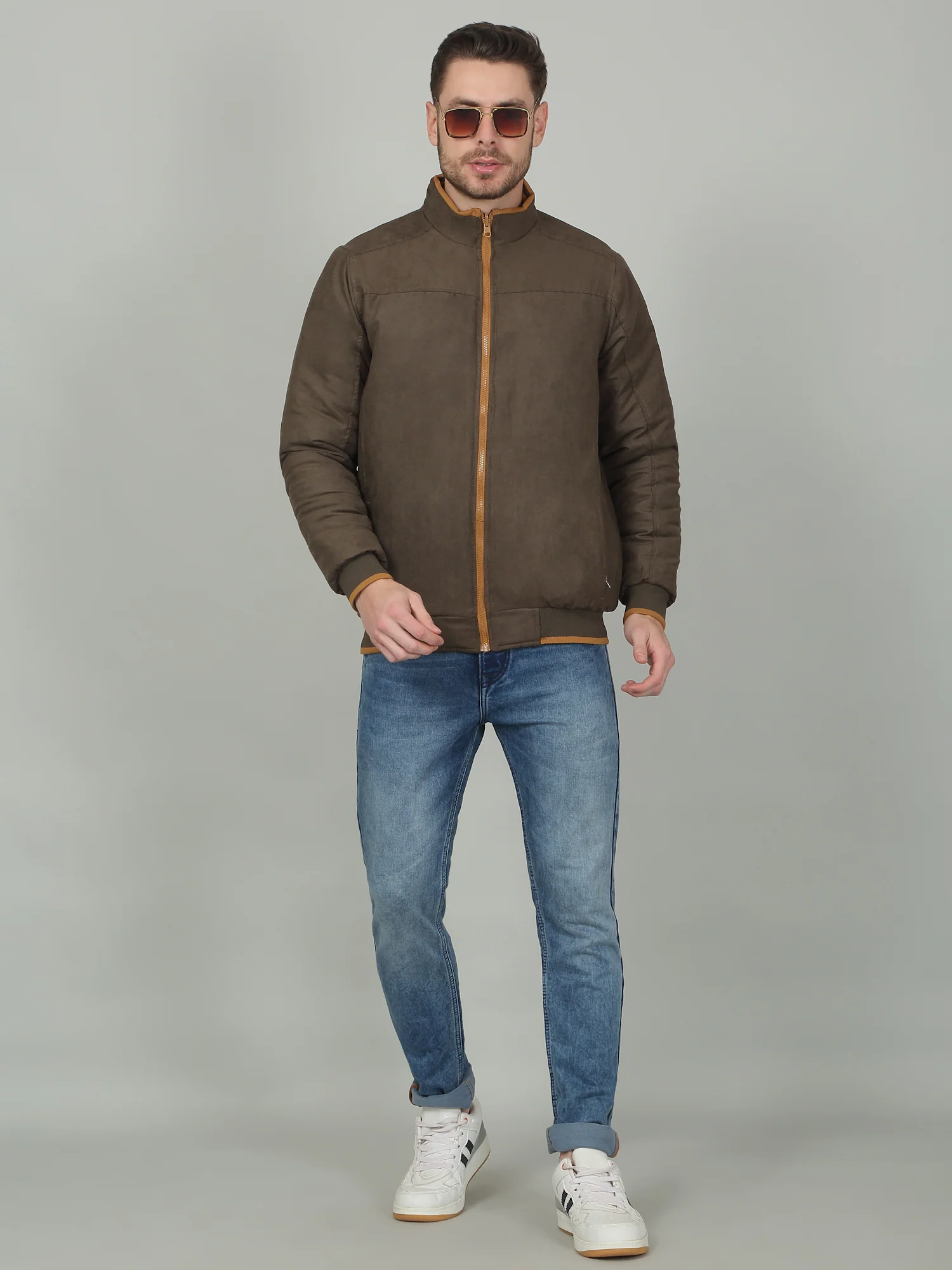 Men's Olive Solid Mock Neck Reversible Jacket - Image 3
