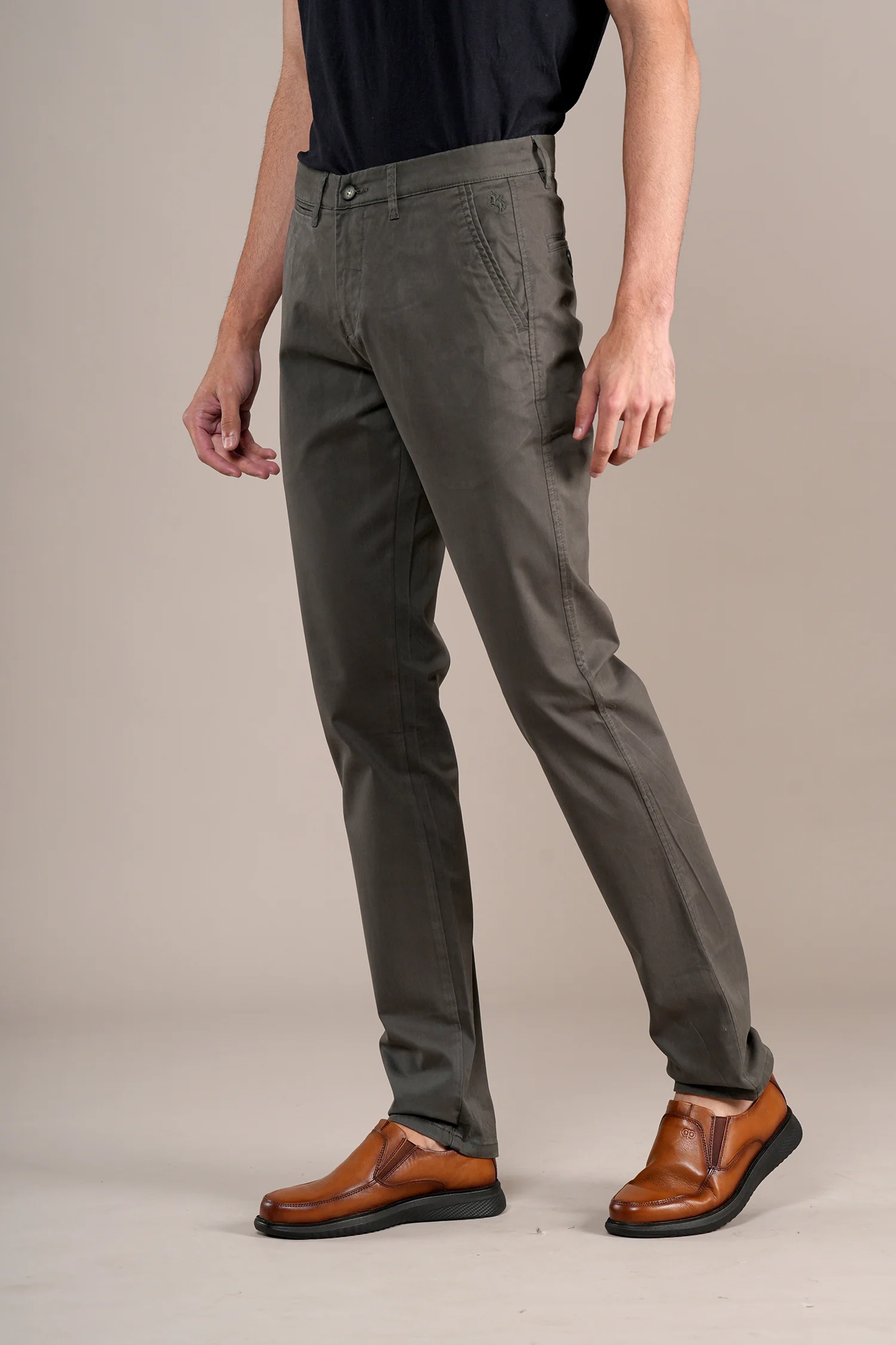 Casual Trouser for Men | Breathable & Soft with Color Fastness Regular Fit Cotton Blend Fabric Solid Pattern Button Closure - Image 3