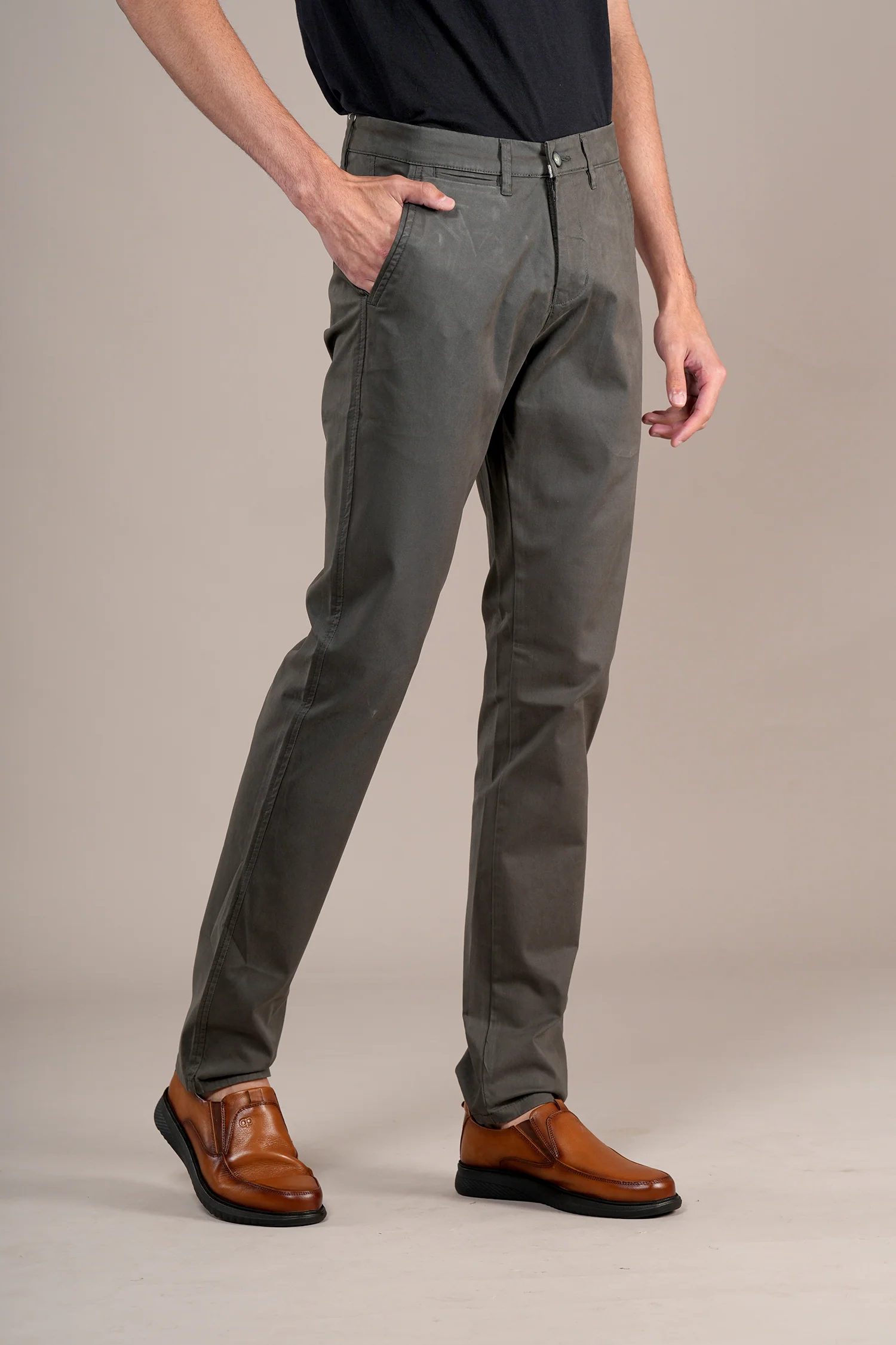 Casual Trouser for Men | Breathable & Soft with Color Fastness Regular Fit Cotton Blend Fabric Solid Pattern Button Closure - Image 4