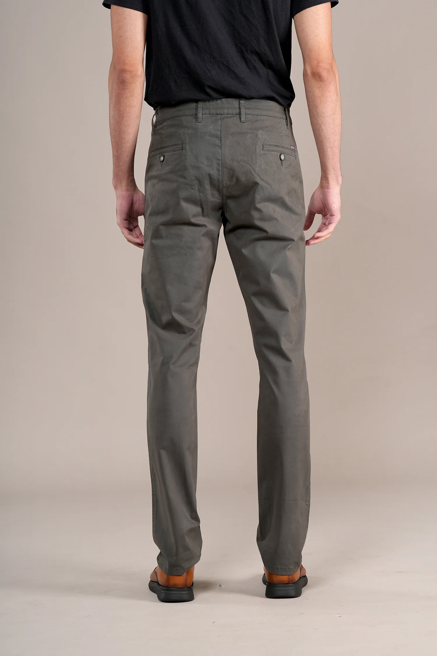 Casual Trouser for Men | Breathable & Soft with Color Fastness Regular Fit Cotton Blend Fabric Solid Pattern Button Closure - Image 5