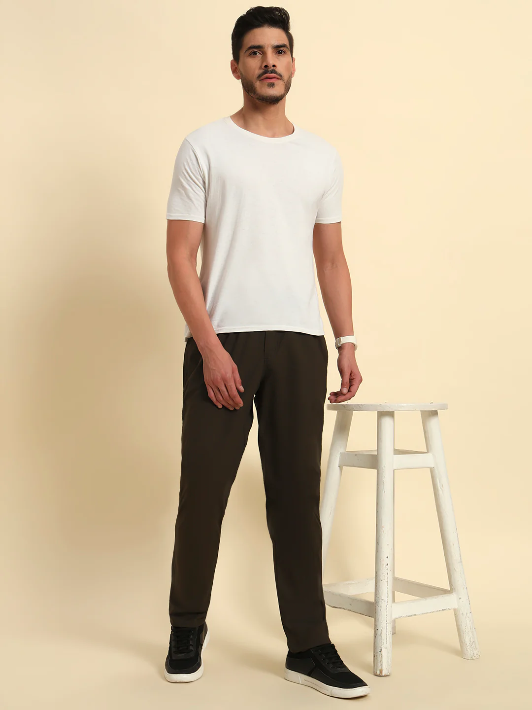 Men's Olive Solid Regular Fit Lower - Image 10