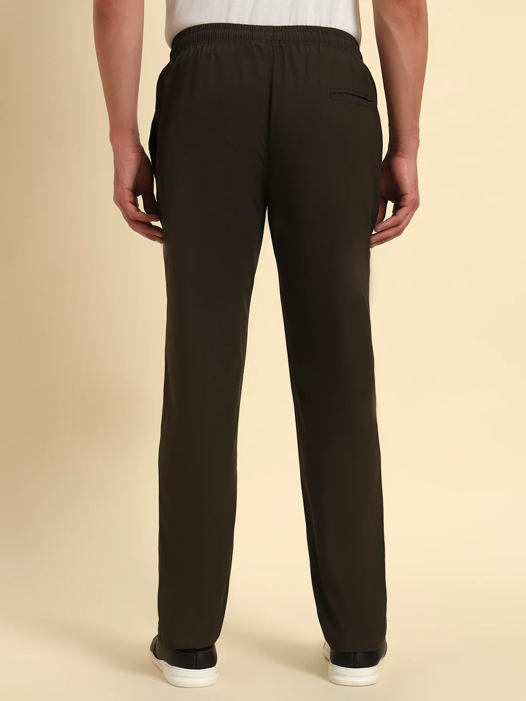 Men's Olive Solid Regular Fit Lower - Image 3