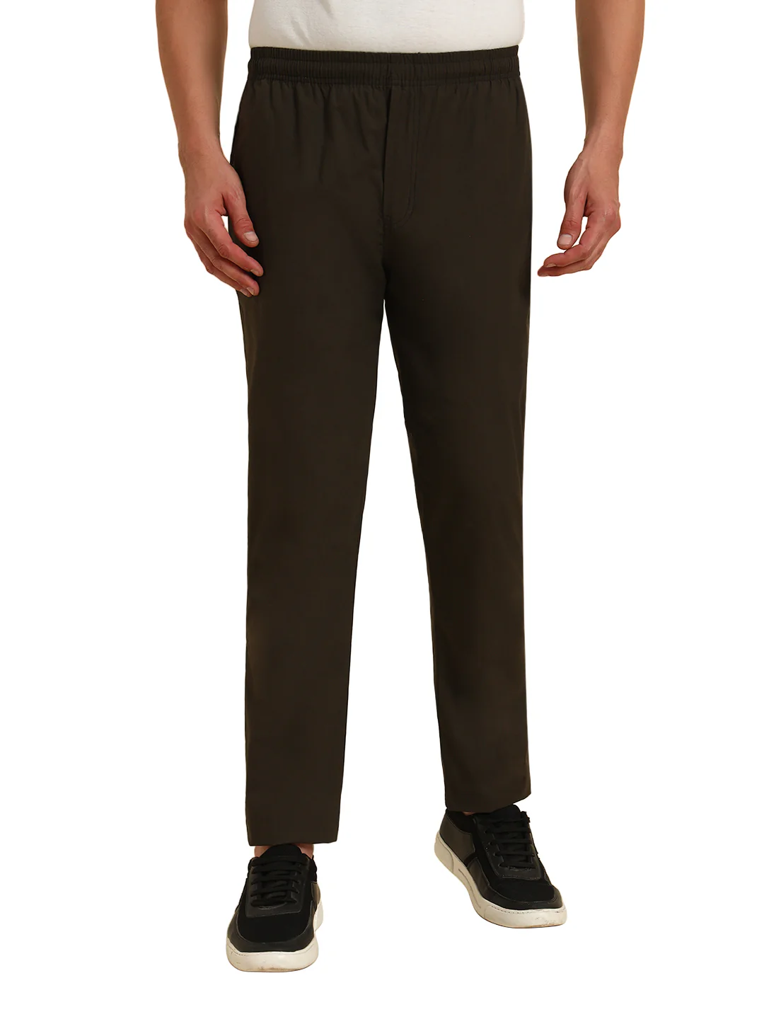 Men's Olive Solid Regular Fit Lower - Image 4