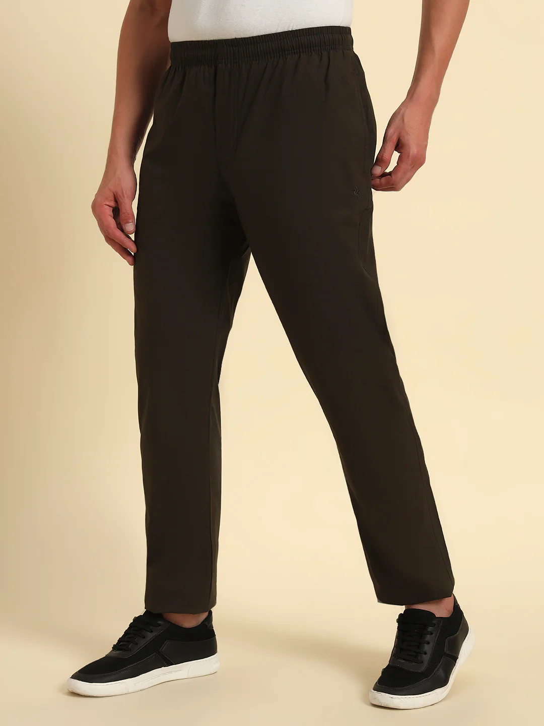 Men's Olive Solid Regular Fit Lower - Image 6
