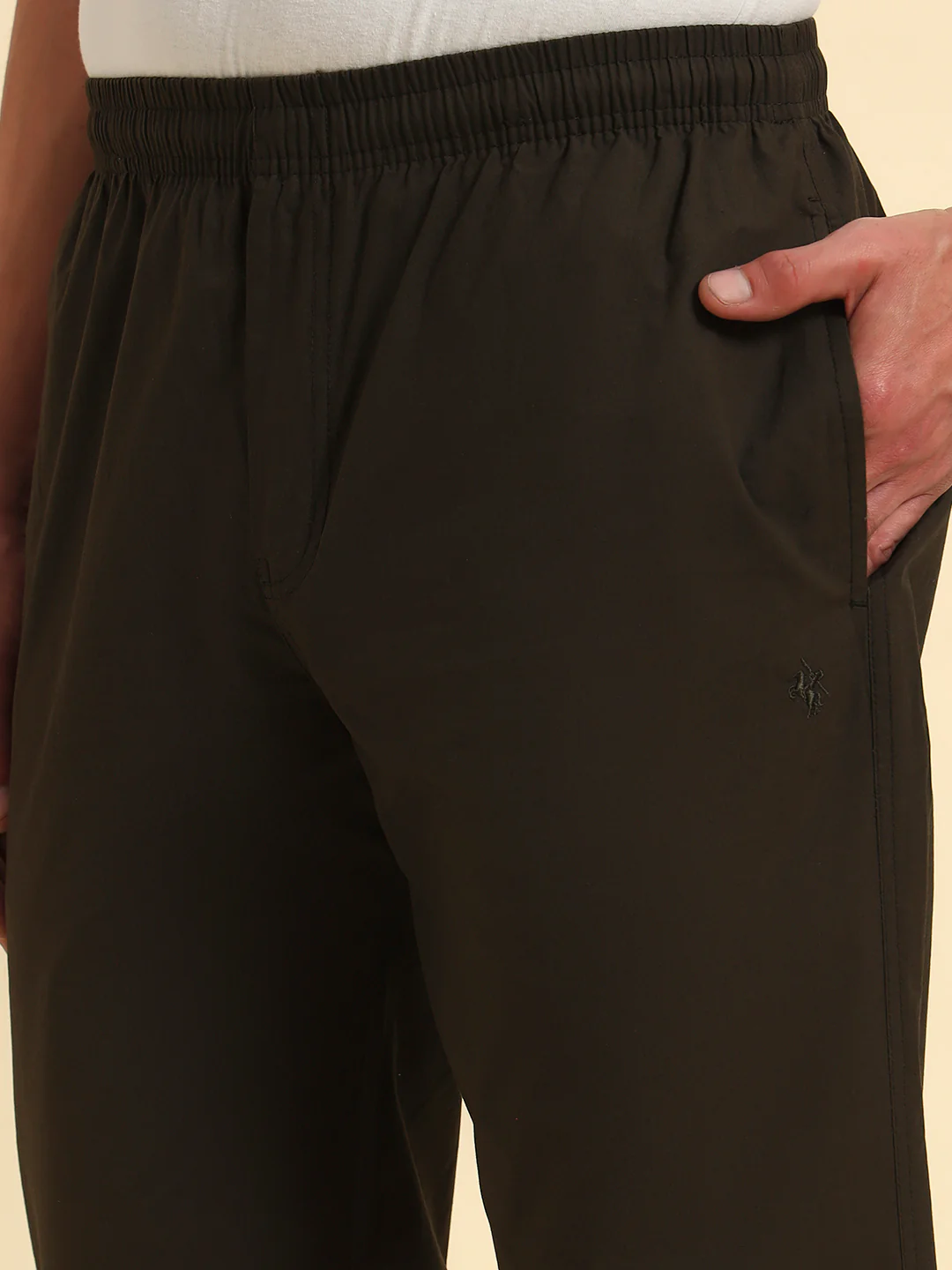 Men's Olive Solid Regular Fit Lower - Image 8
