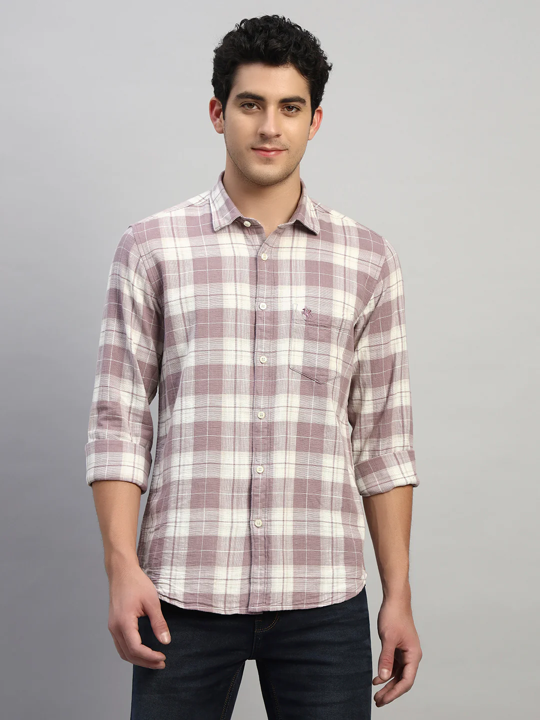Casual Shirt for Men | Breathable & Soft with Color Fastness Regular Fit Spread Collar Neck Cotton Fabric Checkered Pattern - Image 2
