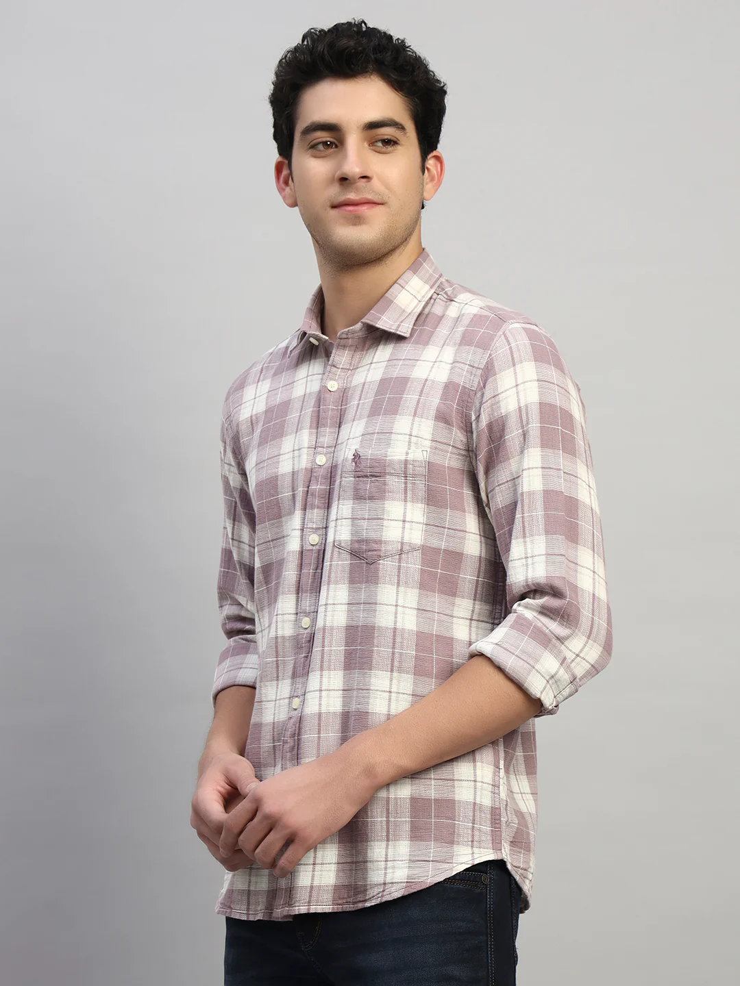 Casual Shirt for Men | Breathable & Soft with Color Fastness Regular Fit Spread Collar Neck Cotton Fabric Checkered Pattern - Image 3
