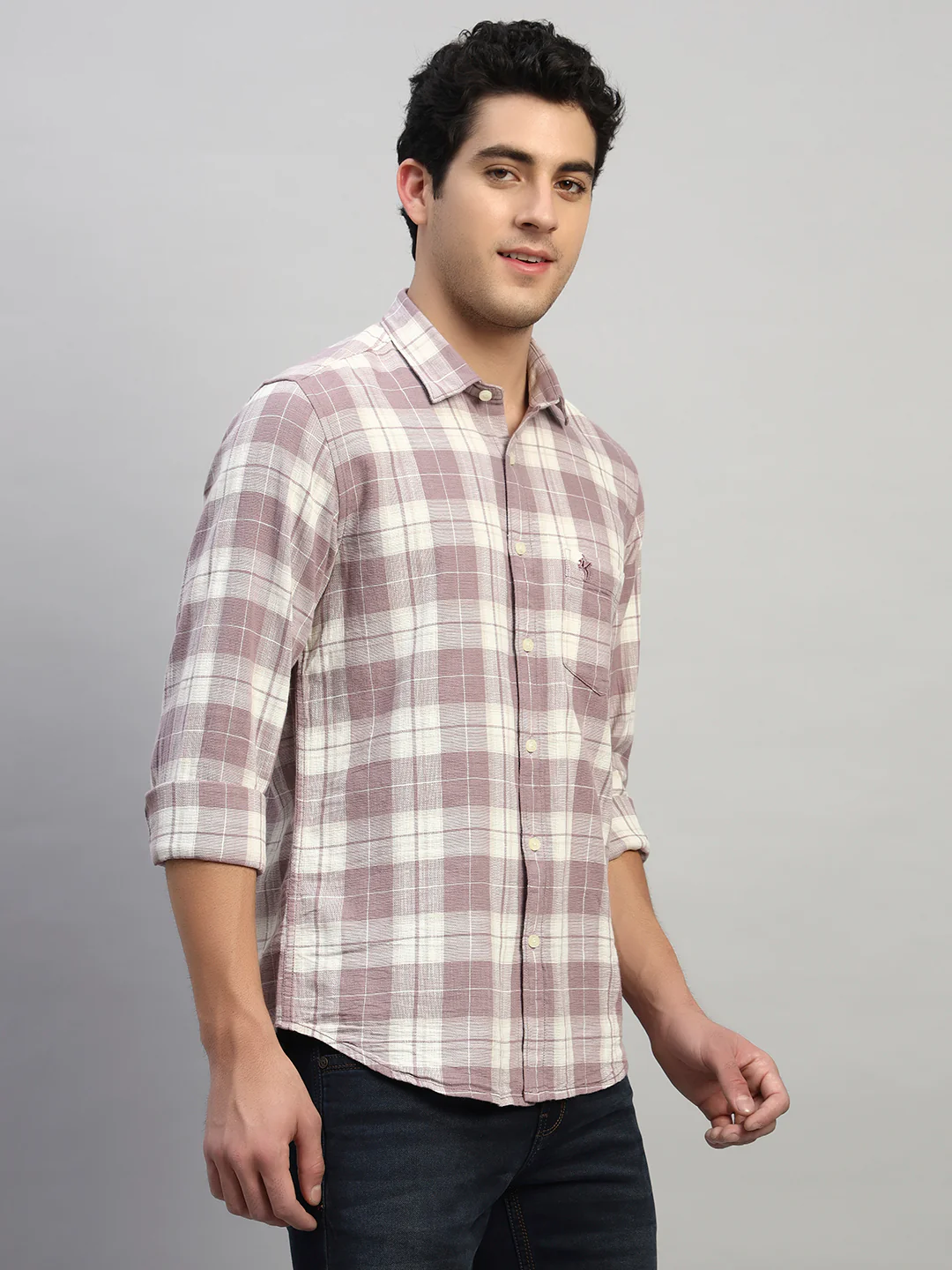 Casual Shirt for Men | Breathable & Soft with Color Fastness Regular Fit Spread Collar Neck Cotton Fabric Checkered Pattern - Image 4