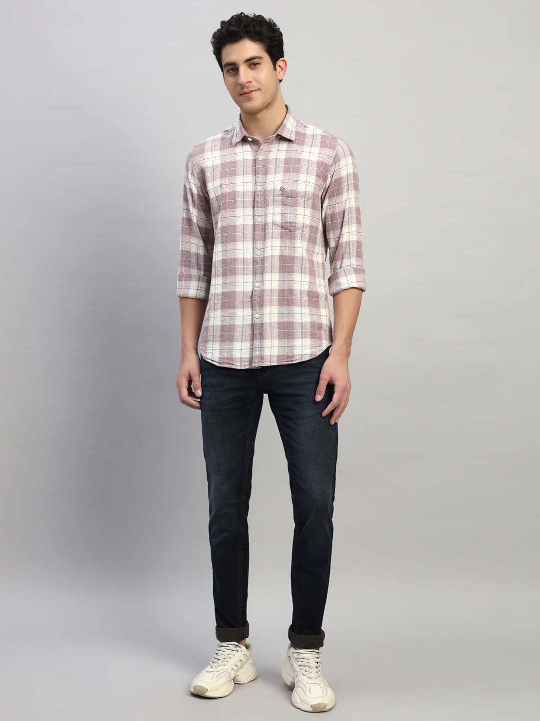 Casual Shirt for Men | Breathable & Soft with Color Fastness Regular Fit Spread Collar Neck Cotton Fabric Checkered Pattern - Image 6